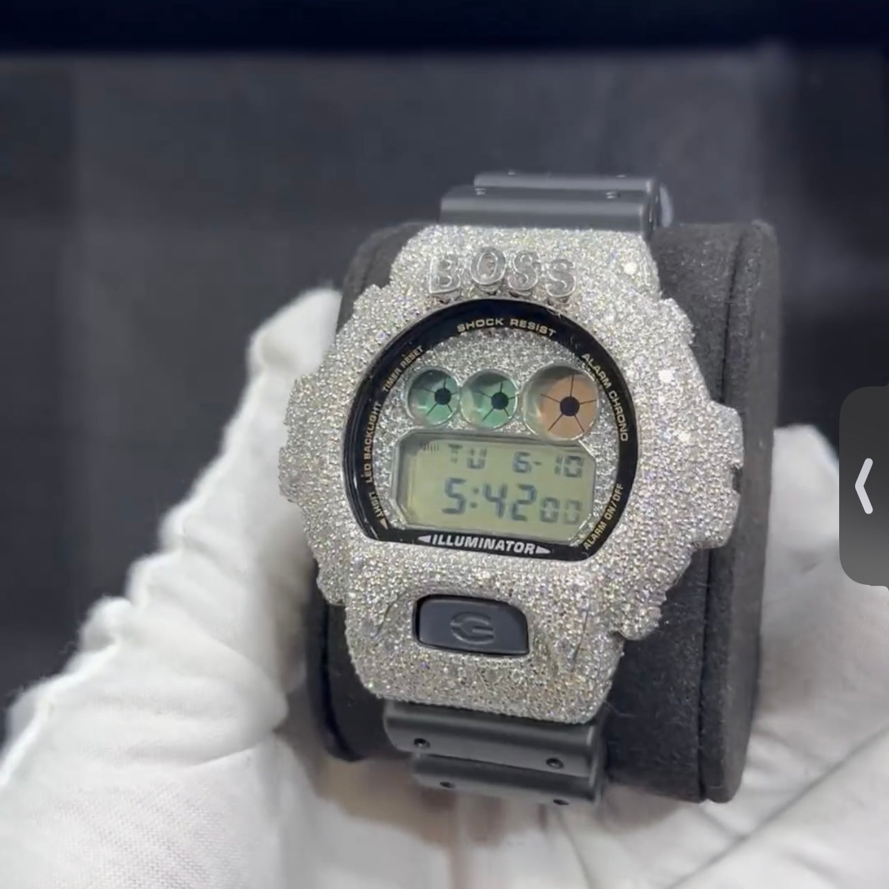 Custom Boss G Shock DW6900 Moissanite Watches Case 10K Gold