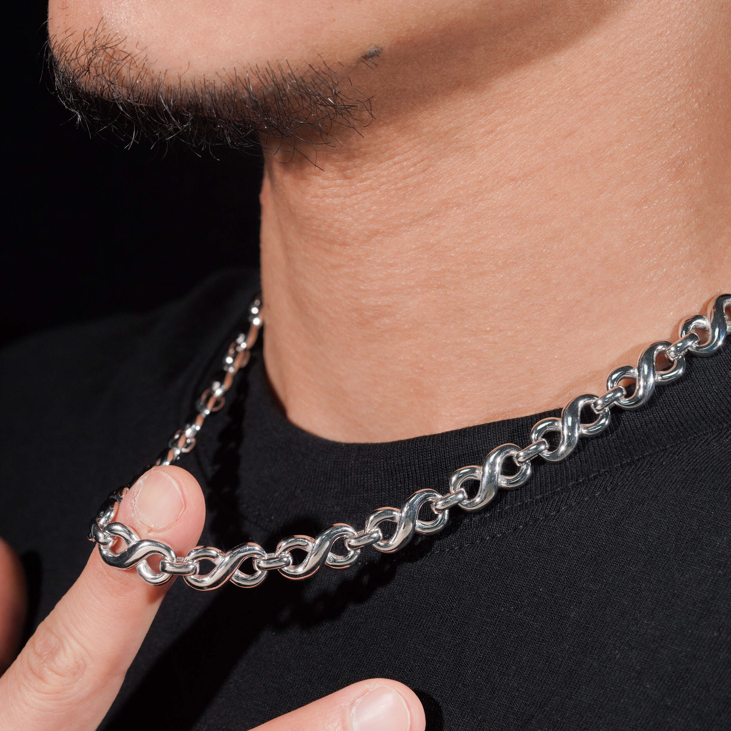 Custom Clasp 10MM Moissanite Infinity Link Chain 14K Gold