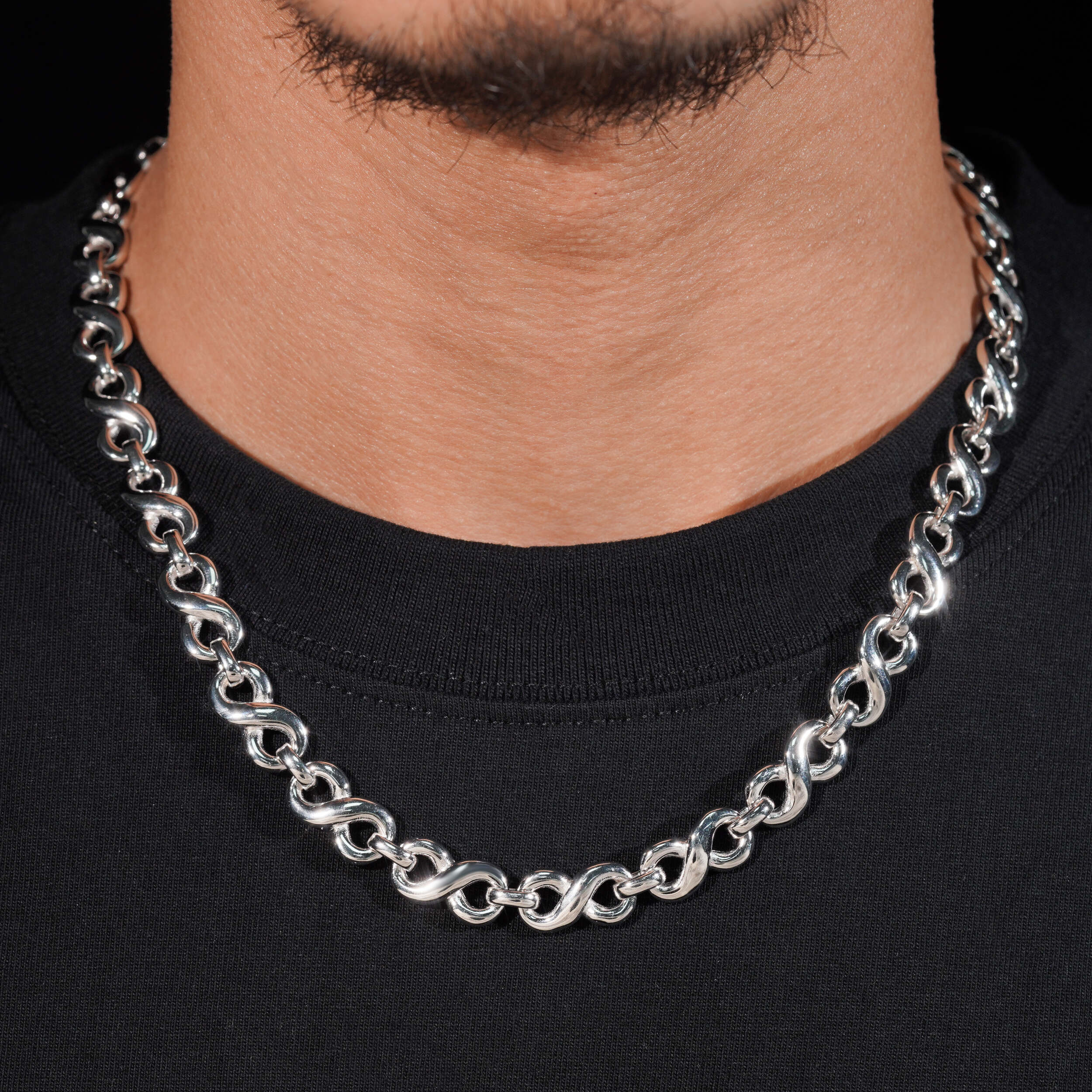 Custom Clasp 10MM Moissanite Infinity Link Chain 14K Gold