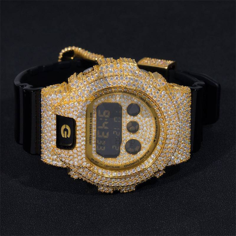 Custom G Shock DW6900 Diamond Watches Case 10K Gold