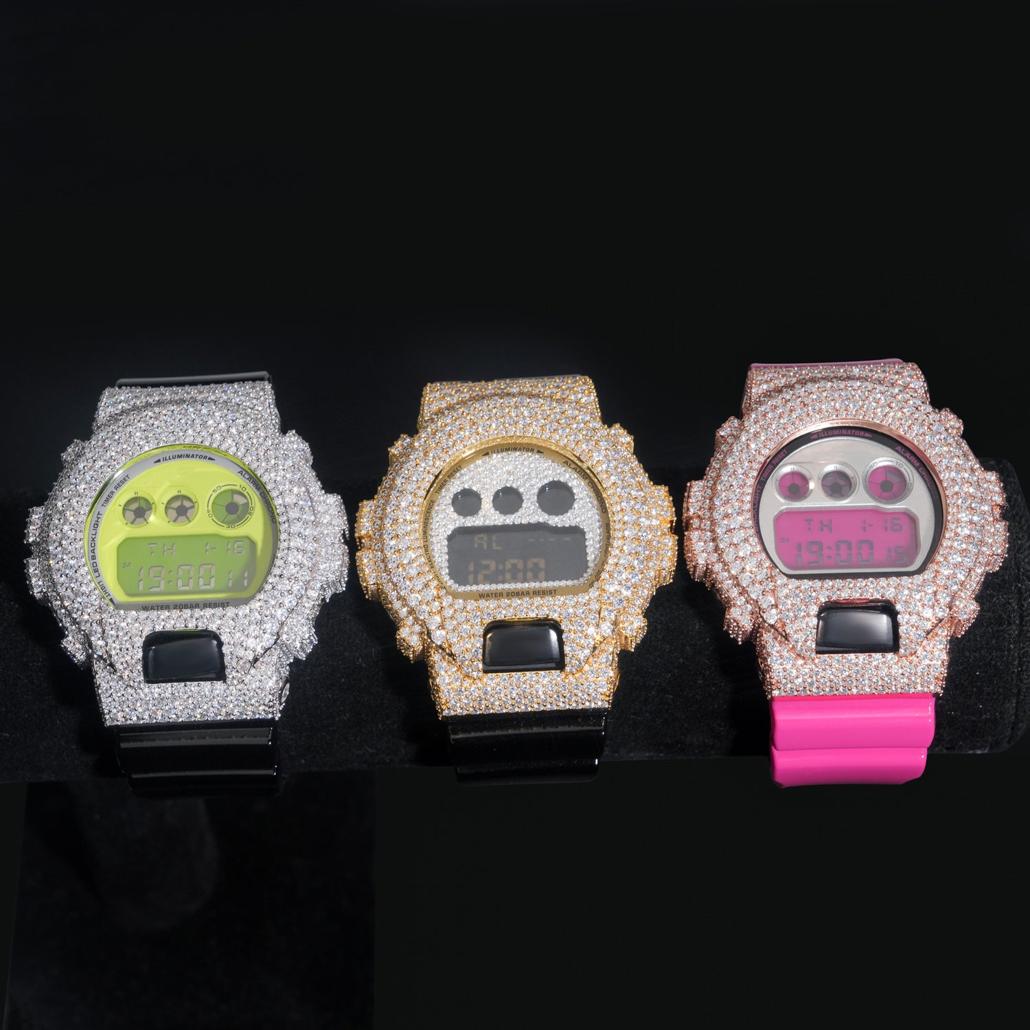 Custom G Shock DW6900 Diamond Watches Case 14K Gold
