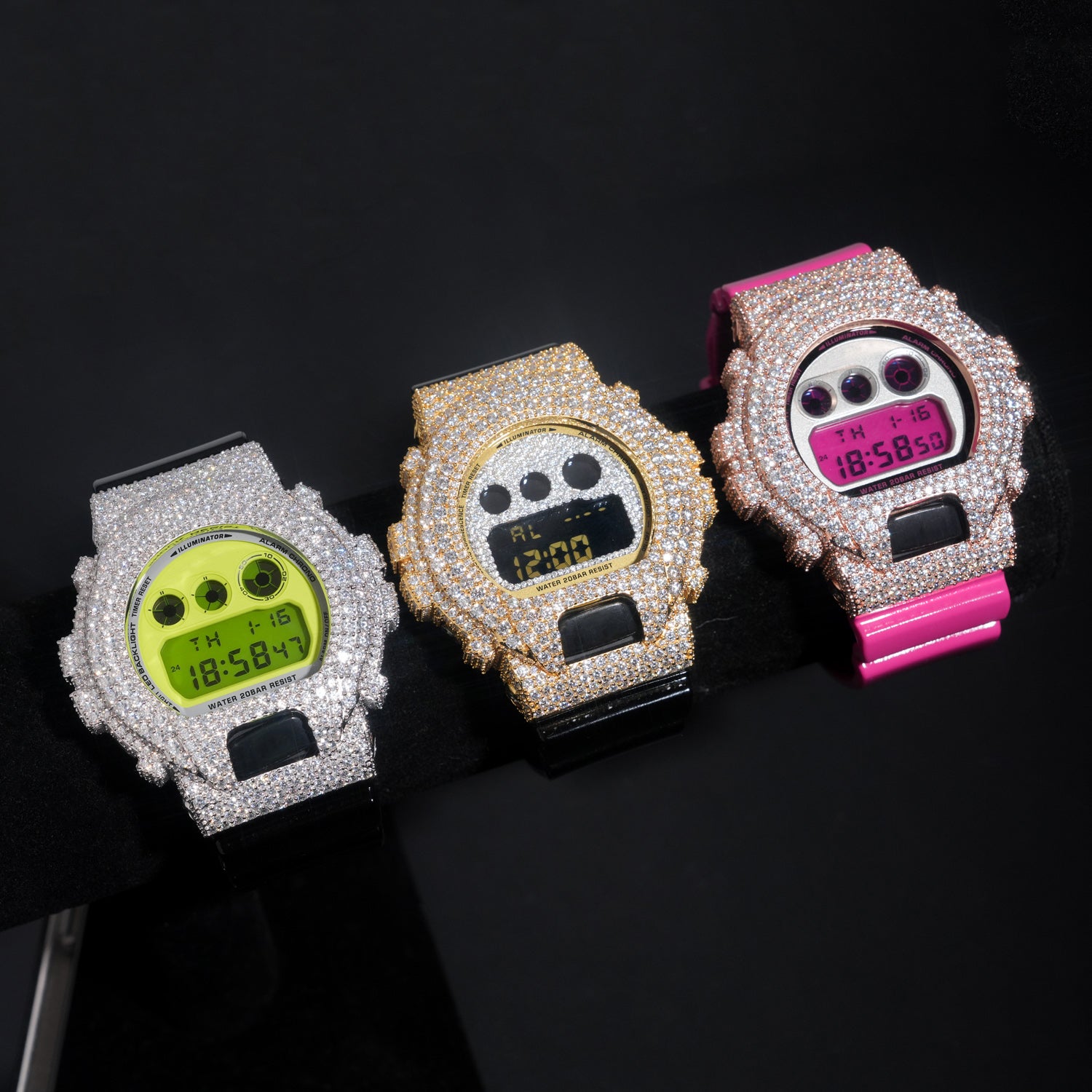 Custom G Shock DW6900 Diamond Watches Case 14K Gold