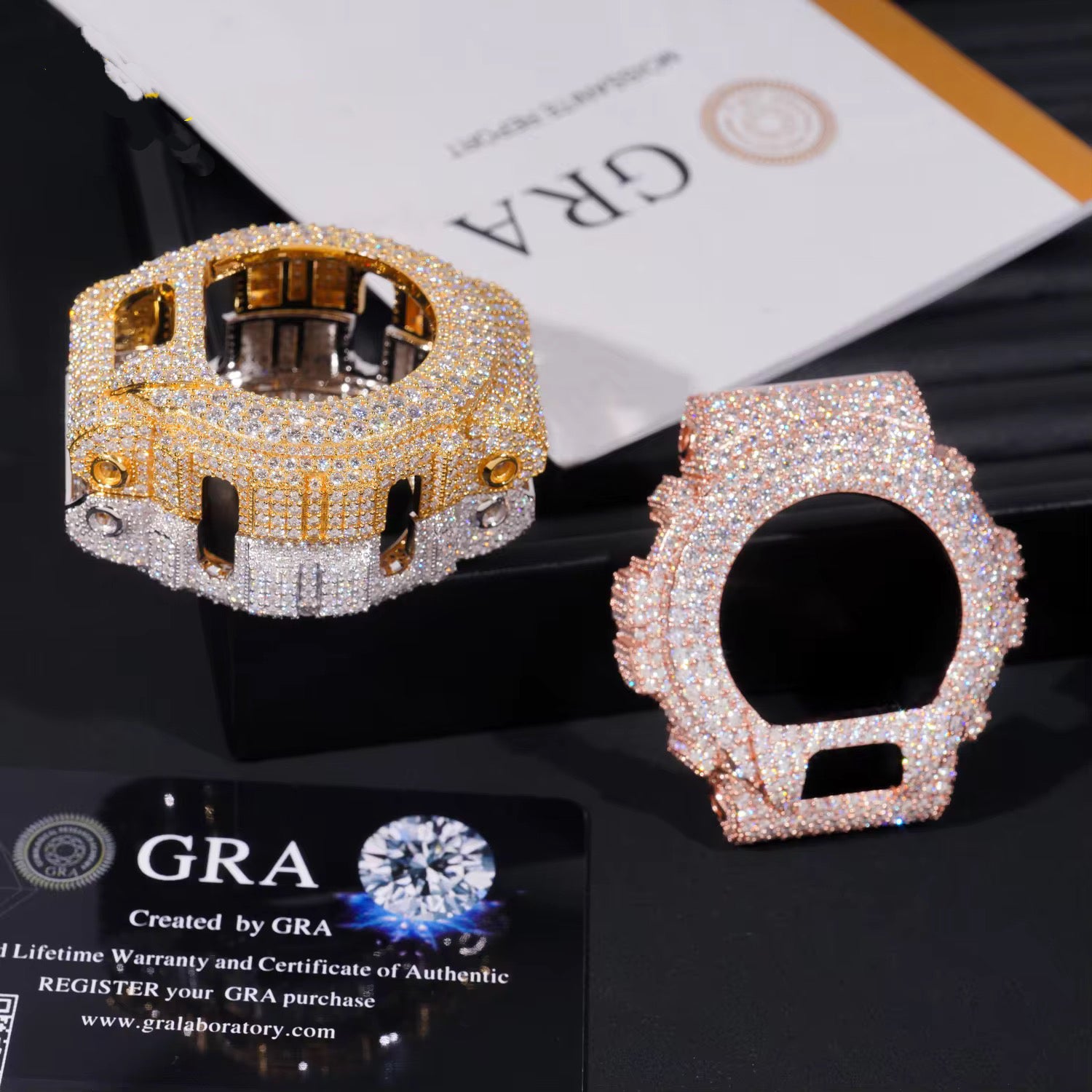 Custom G Shock DW6900 Moissanite Watches Case 10K Gold