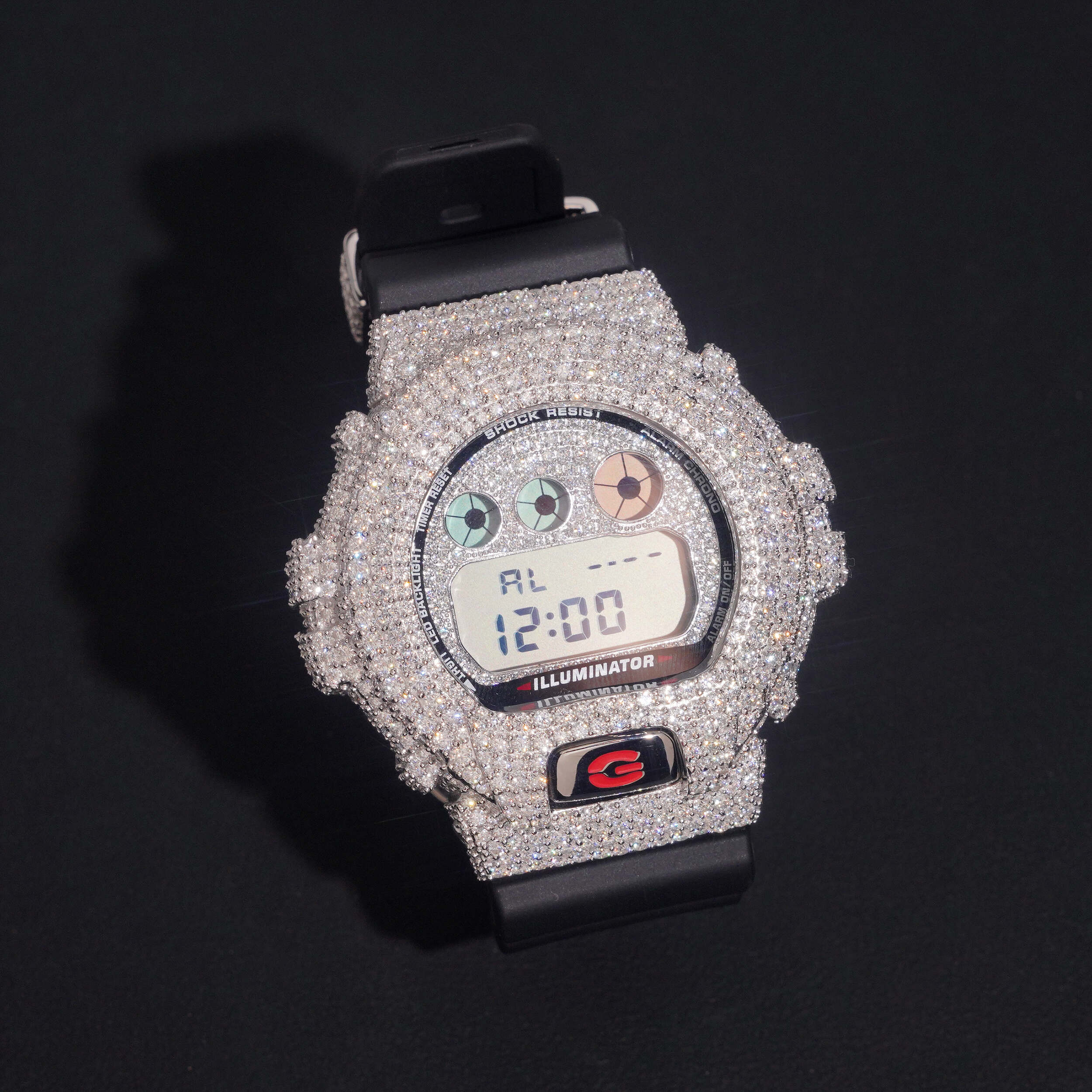 Custom G Shock Iced Out DW6900 Moissanite Watches Case 14K Gold