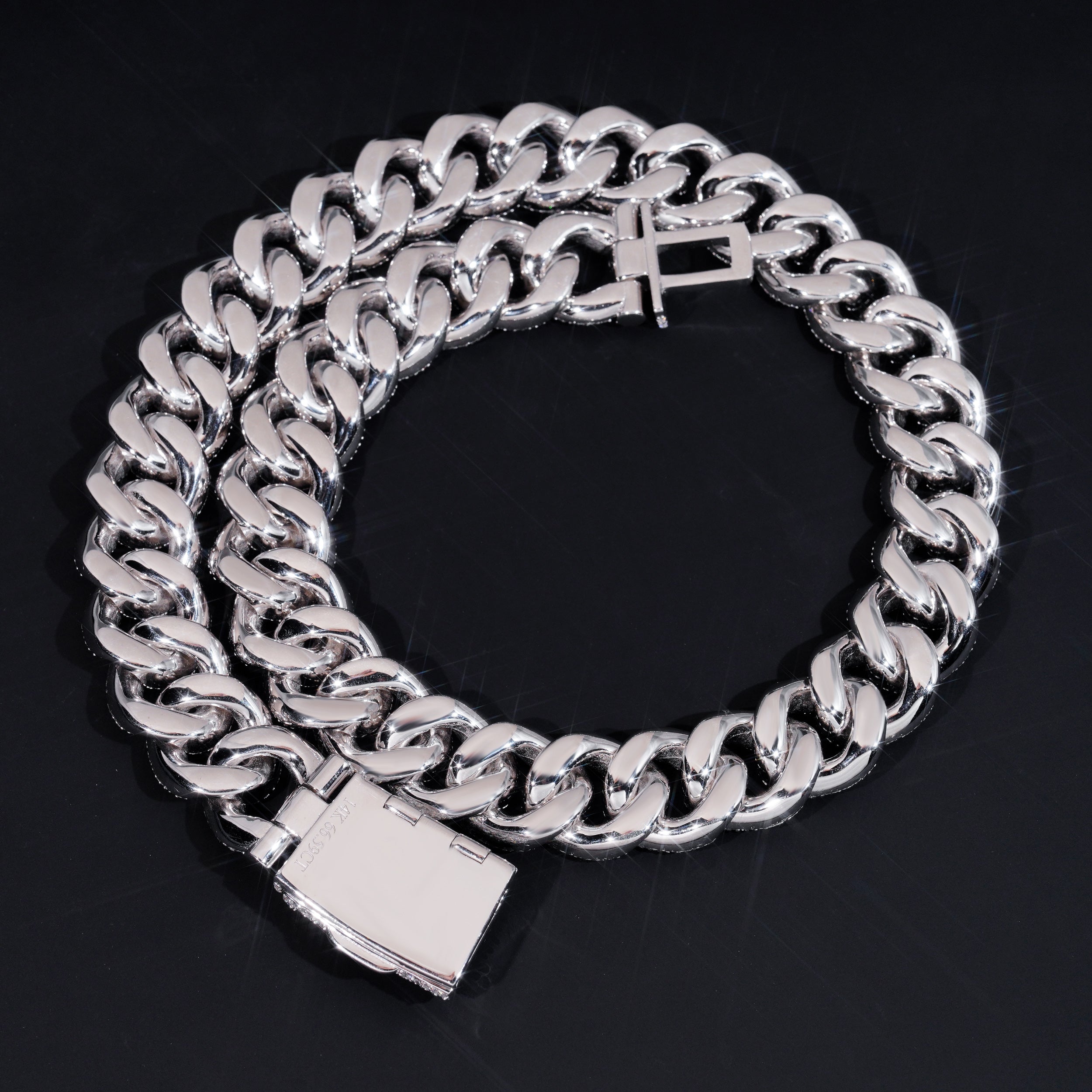 Custom Name Clasp 23mm Mosaic-Set diamond Cuban Link Chain 14K Gold