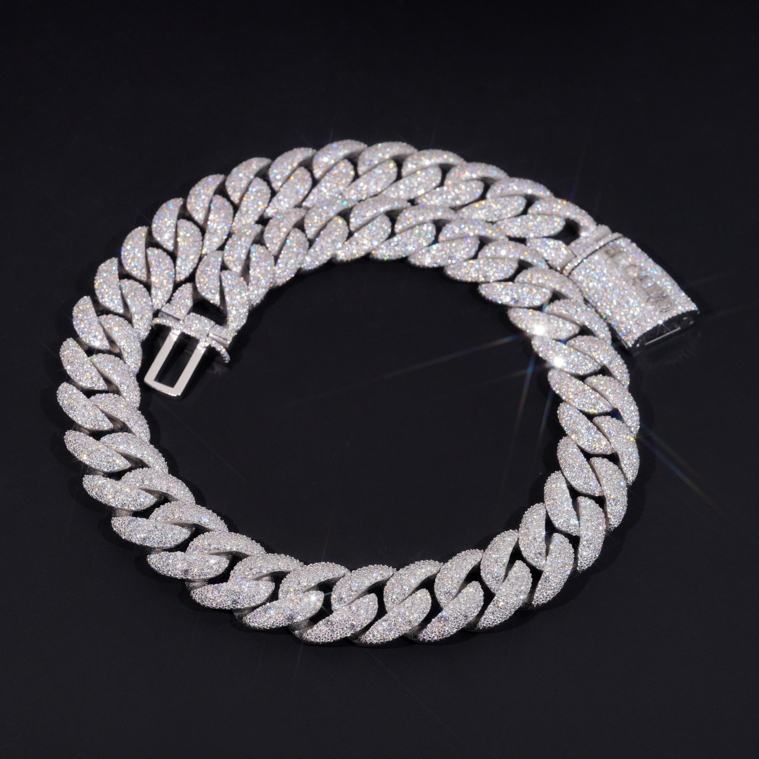 Custom Name Clasp 23mm Mosaic-Set diamond Cuban Link Chain 14K Gold