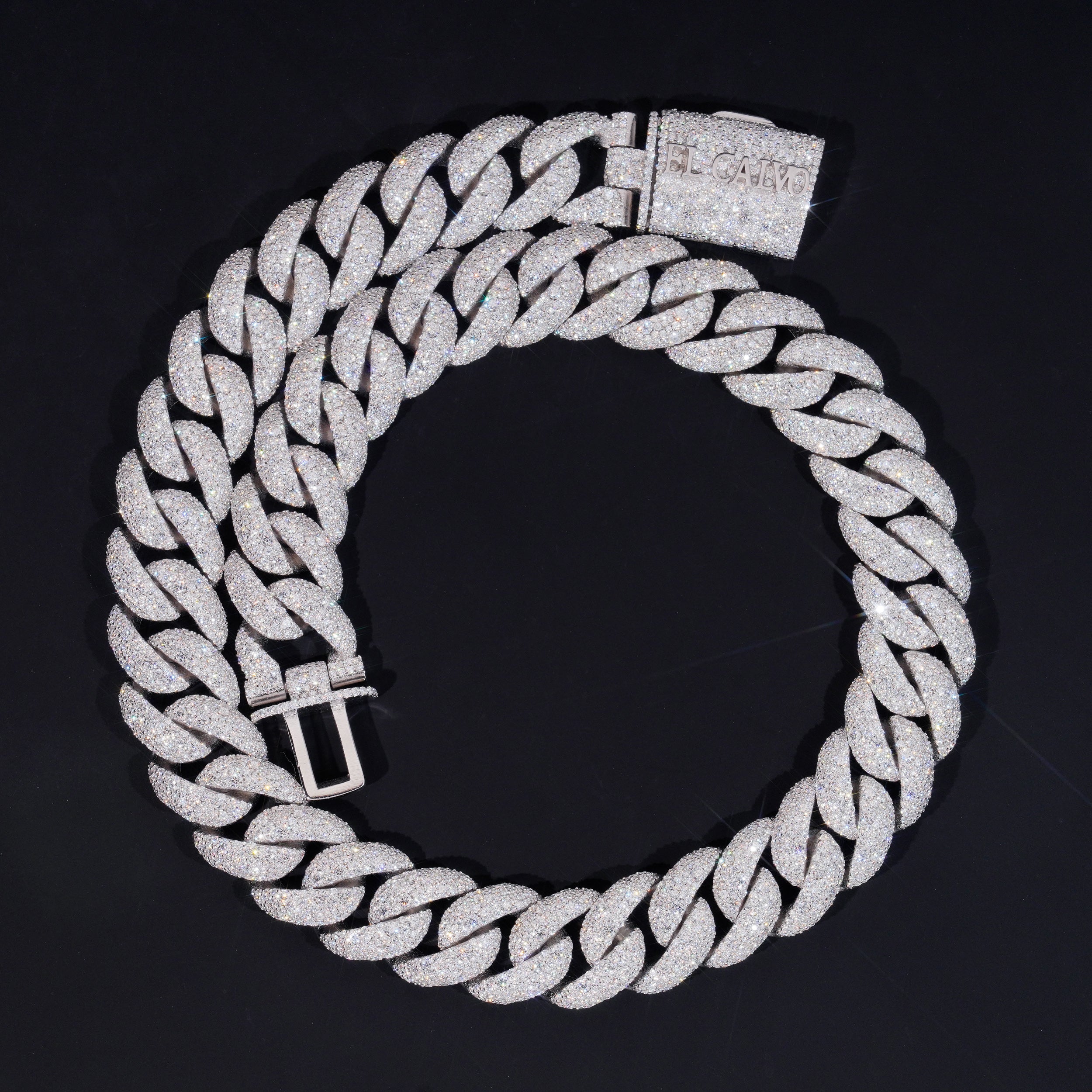 Custom Name Clasp 23mm Mosaic-Set diamond Cuban Link Chain 14K Gold