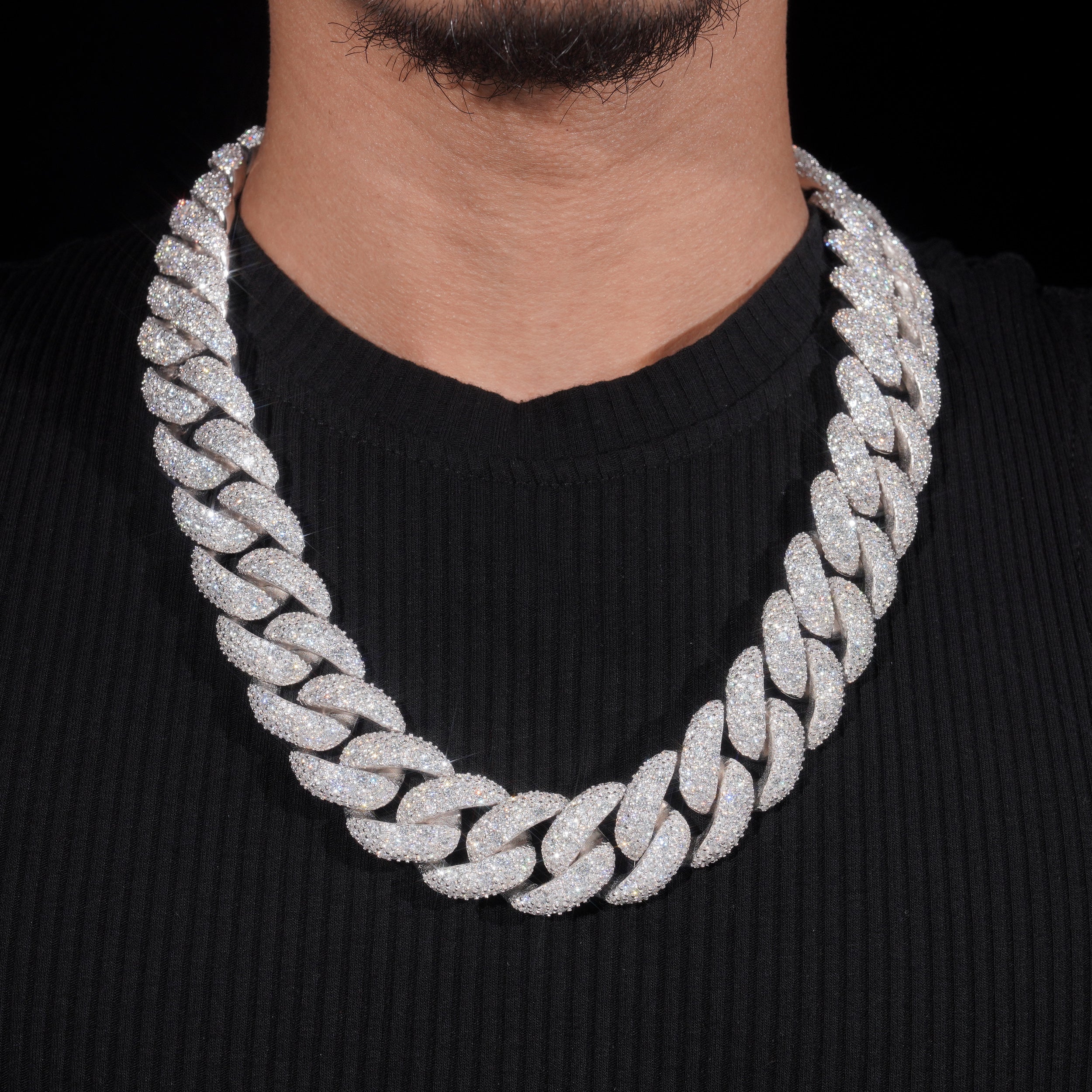 Custom Name Clasp 23mm Mosaic-Set diamond Cuban Link Chain 14K Gold