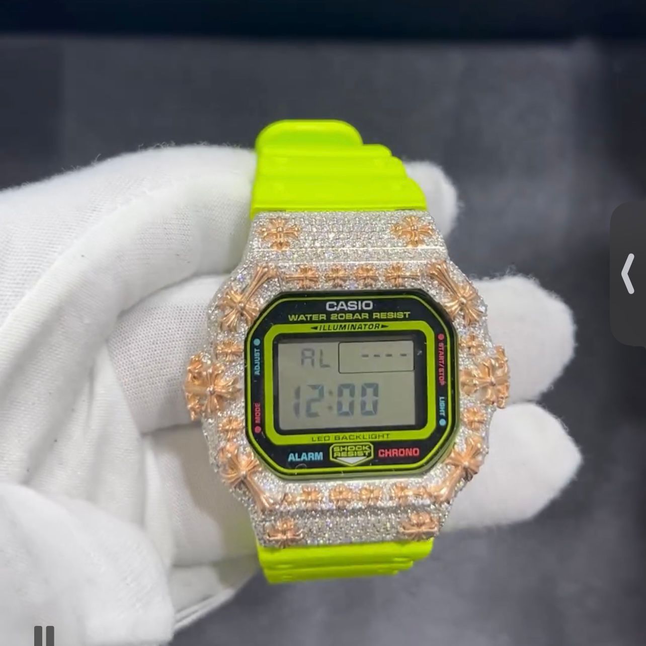 Custom Two Tone G Shock DW6900 Moissanite Watches Case 14K Gold