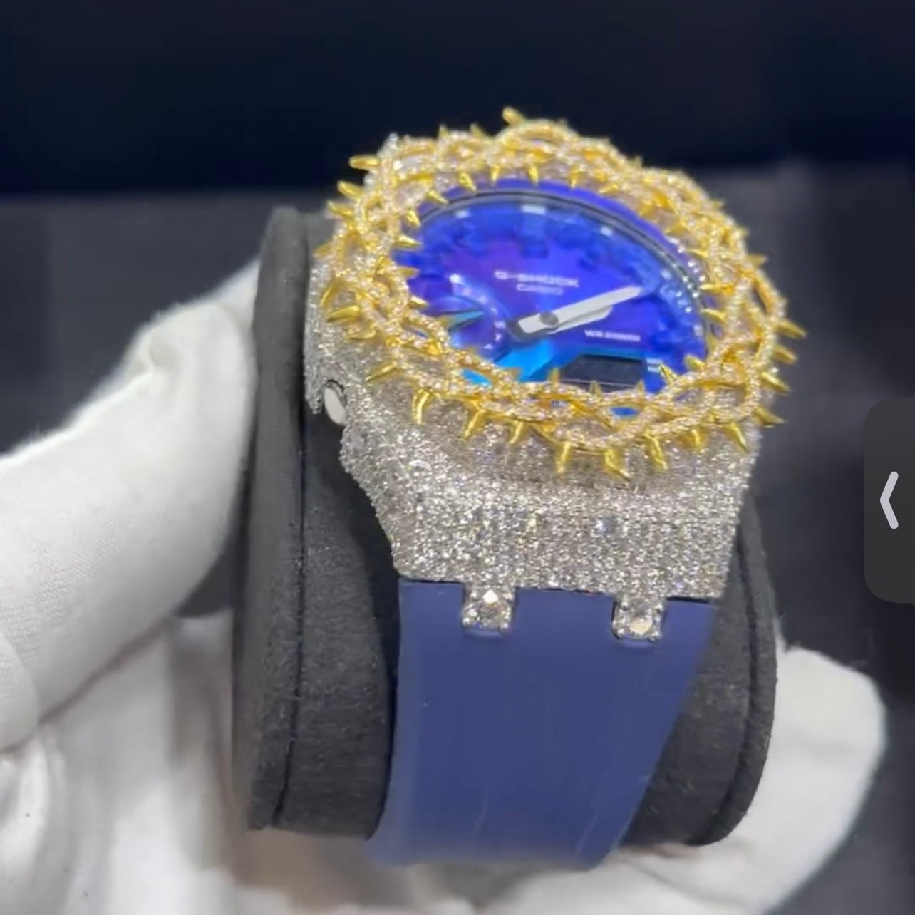 Custom Two Tone Moissanite Diamond G Shock GA2100 Watch Case 10K Gold