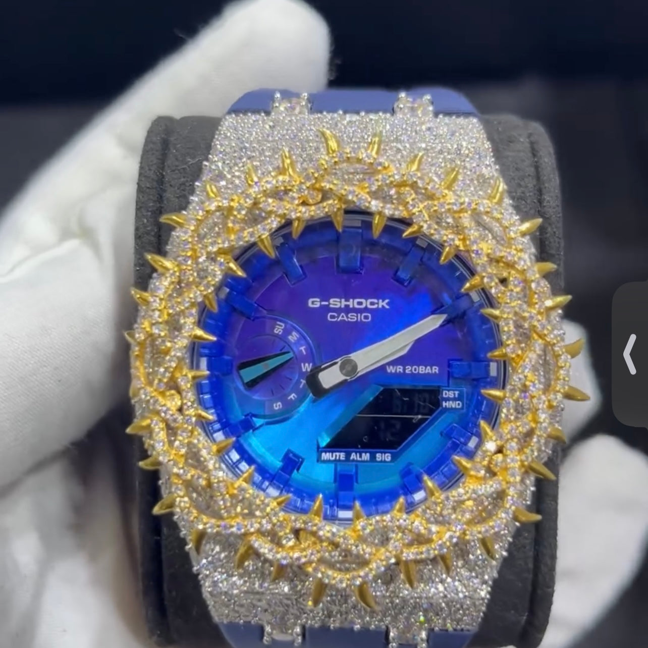 Custom Two Tone Moissanite Diamond G Shock GA2100 Watch Case 10K Gold