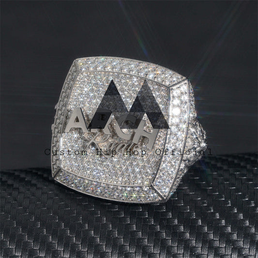 Pass Diamond Tester 35MM Big Luxury Custom Championship Ring With Initials Fully Iced Solid Silver