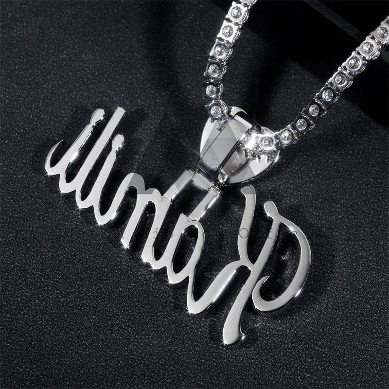 Solid Silver 925 Moissanite Diamond Iced Out 2.5 inch Custom Name Pendant With Heart Bail Fit For 4MM Tennis Chain hip hop jewelry1
