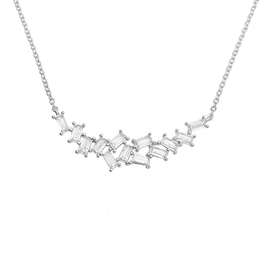 Fancy Design Baguette Moissanite Diamond Necklace For Women Sterling Silver 925