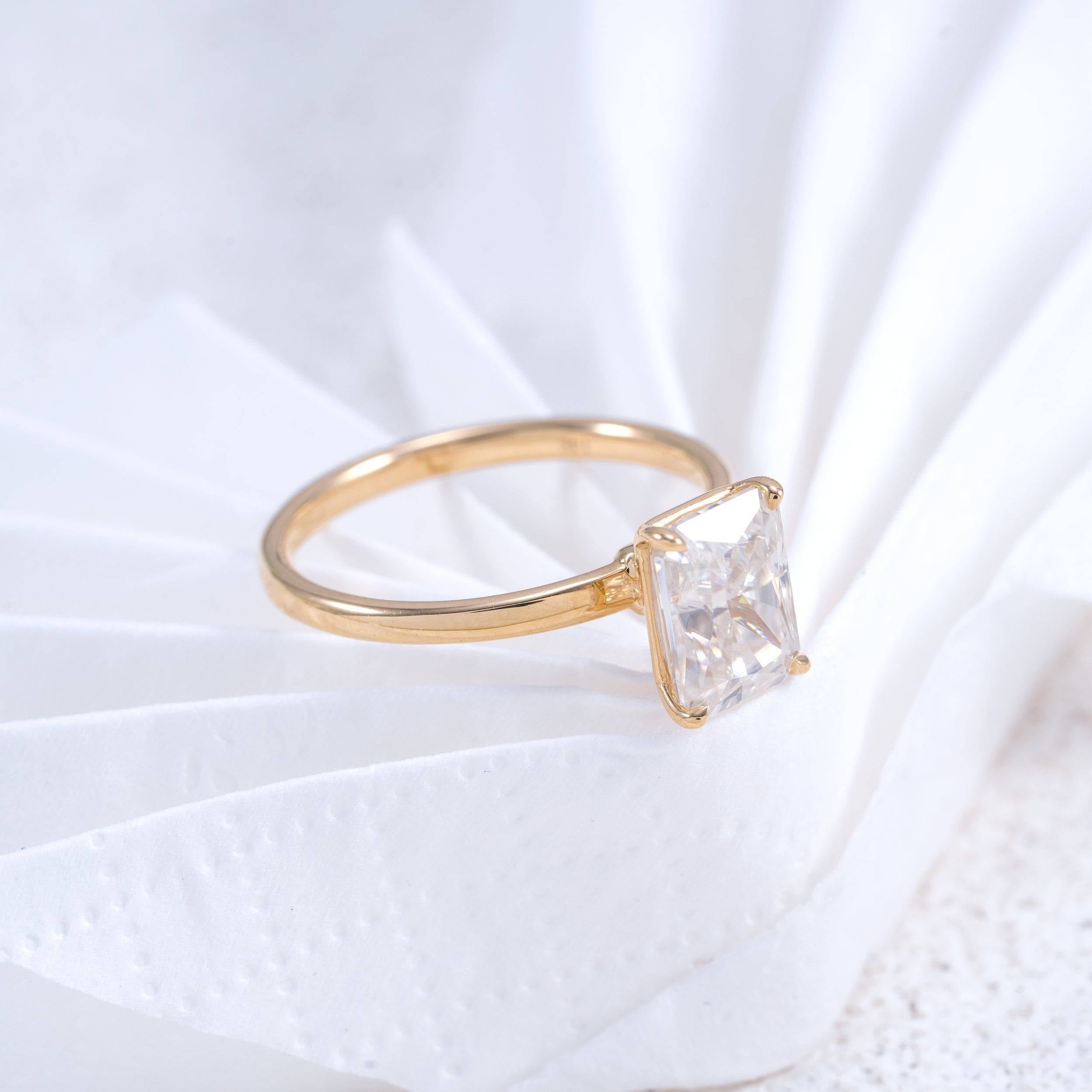 10K 14K 18K Rose Gold Women Fine Jewelry 2CT Radiant Cut Moissanite Engagement Ring