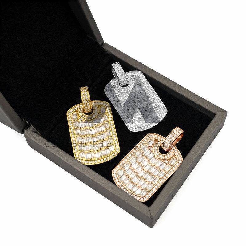 Luxury 925 Sterling Silver Dogtag Pendant with Moissanite Diamond for Men Hip Hop Jewelry3