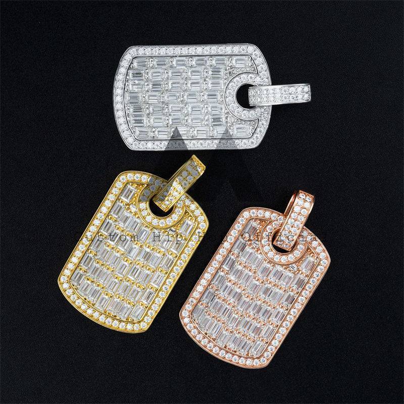 Luxury 925 Sterling Silver Dogtag Pendant with Moissanite Diamond for Men Hip Hop Jewelry1