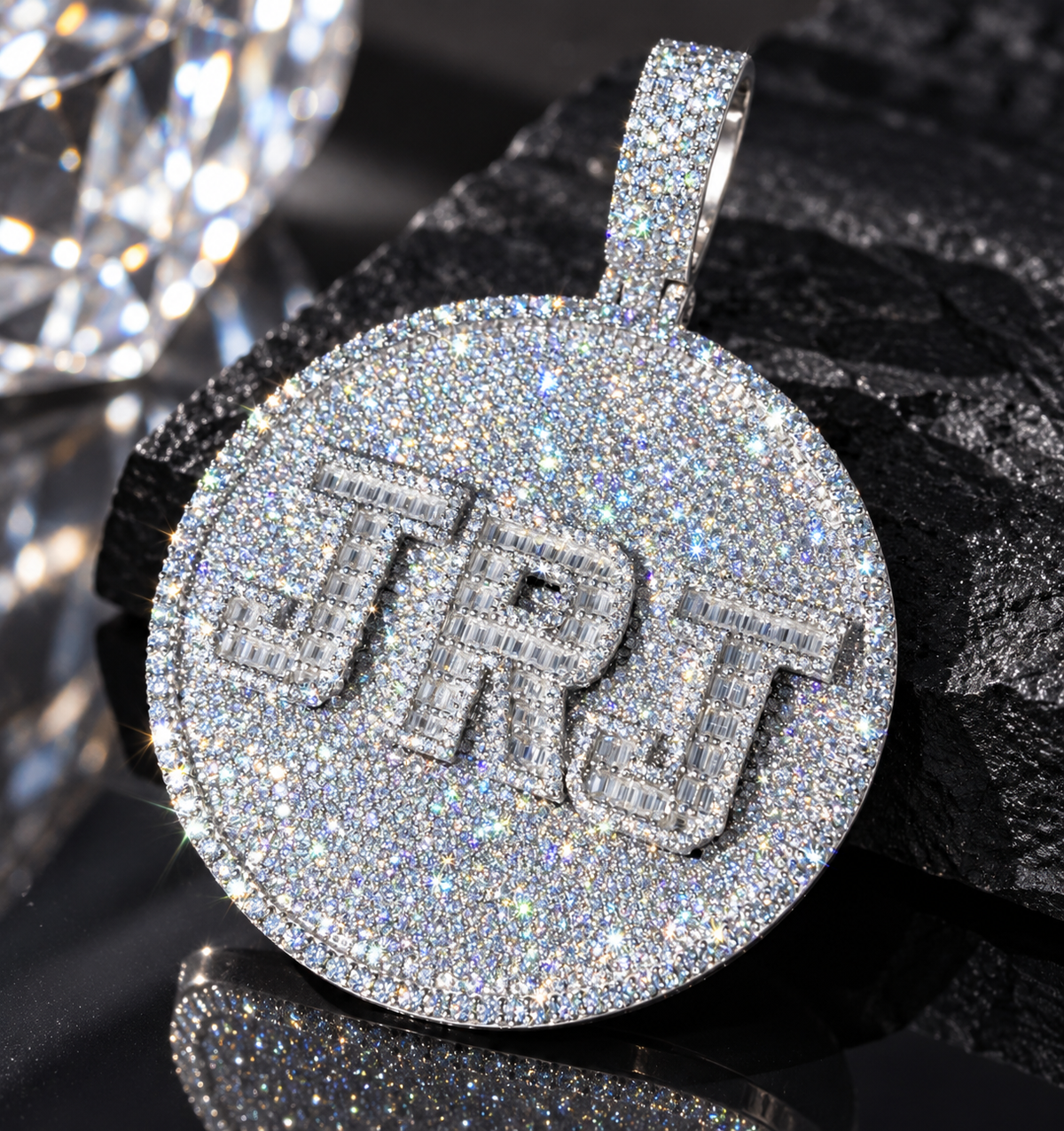 Custom Baguette Moissanite Diamond Hip Hop Pendant Name Jewelry