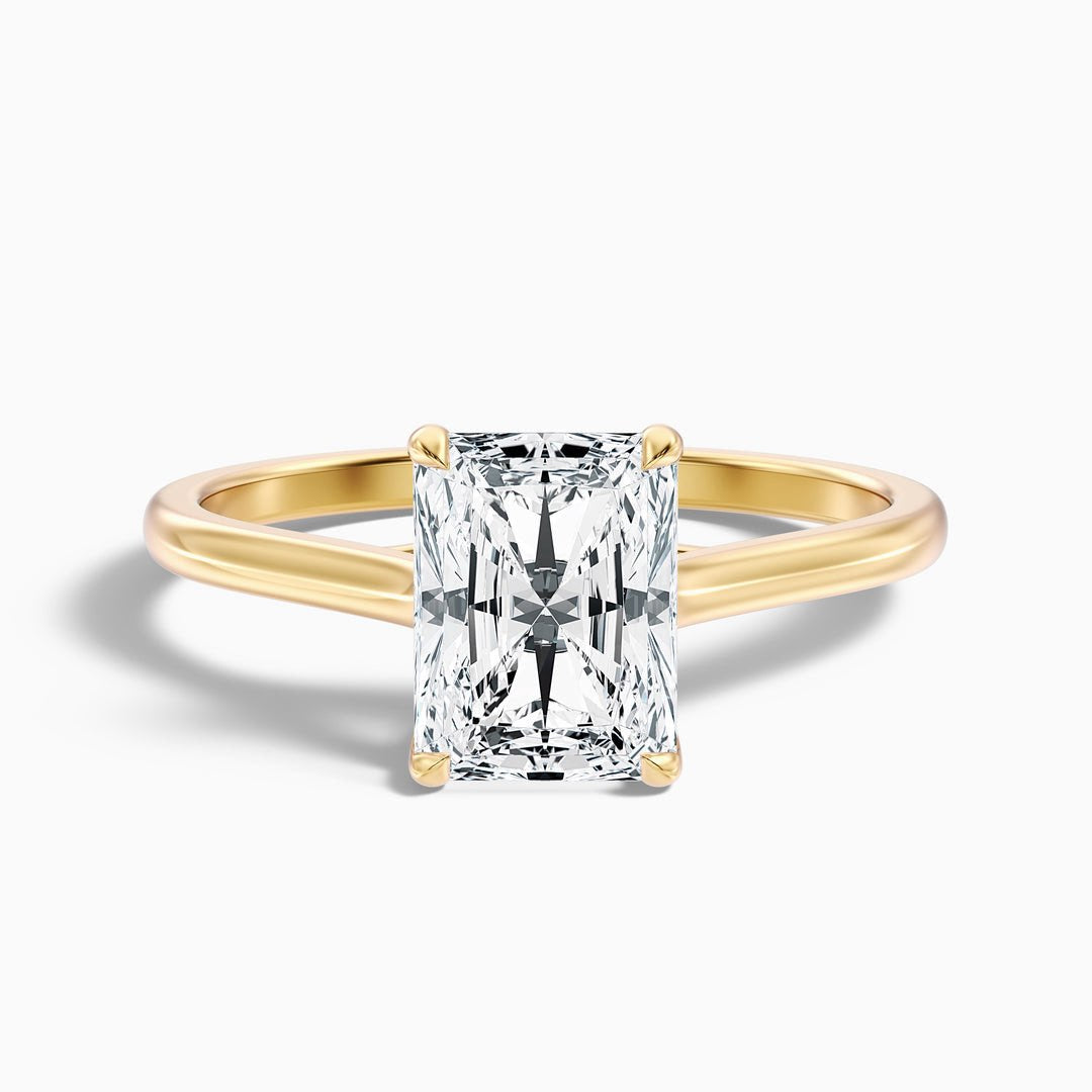 1 Carat Radiant Cut Solitaire Lab Grown Diamond Ring in 10k Yellow Gold
