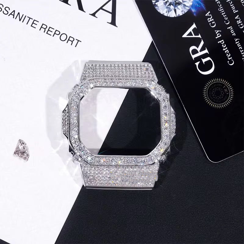 G Shock DW5600 Moissanite Watch Case 14K Gold