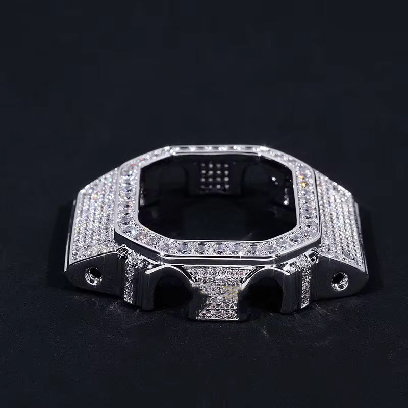 G Shock DW5600 Moissanite Watch Case 14K Gold