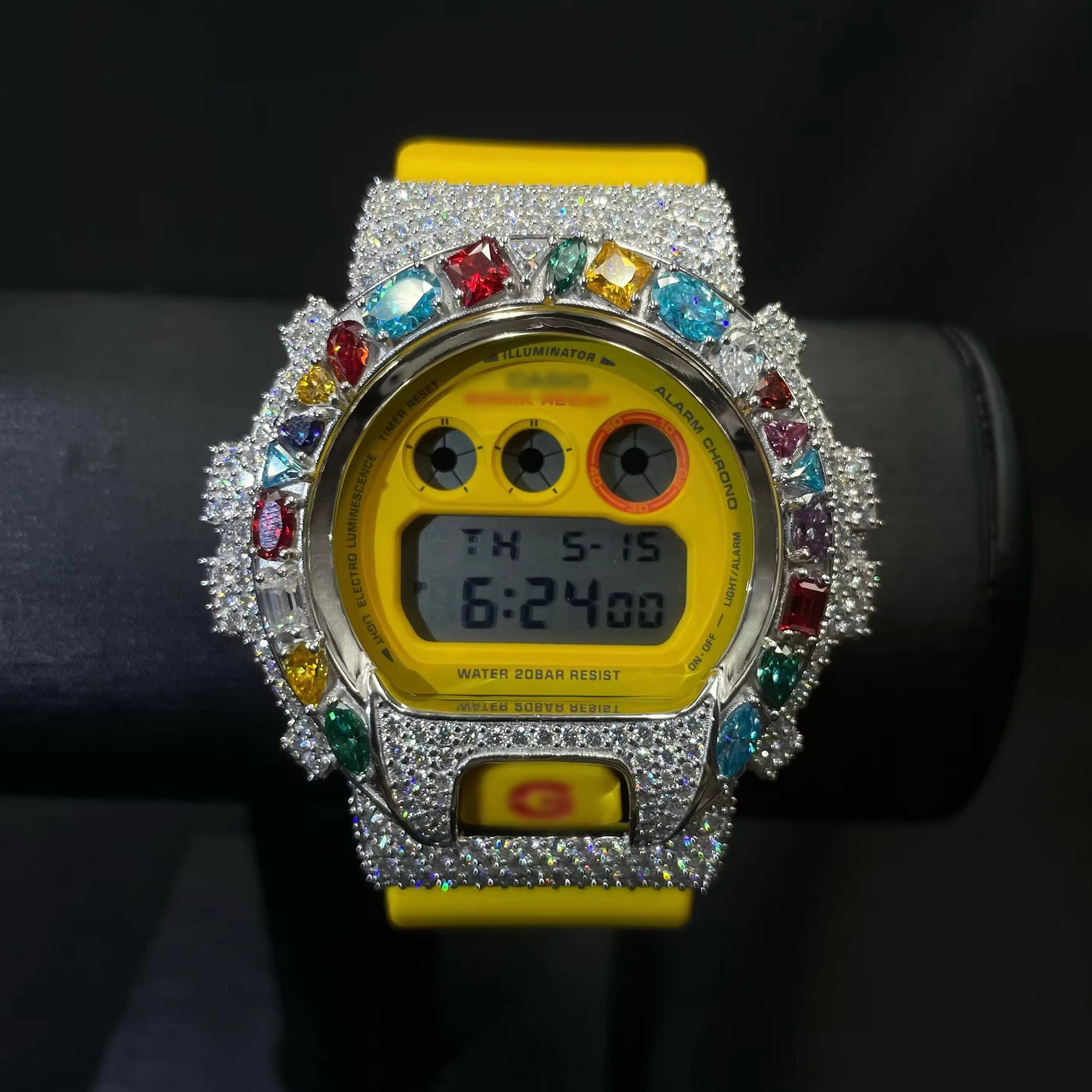 G Shock Iced Out DW6900 Moissanite Watch Case 10K Gold