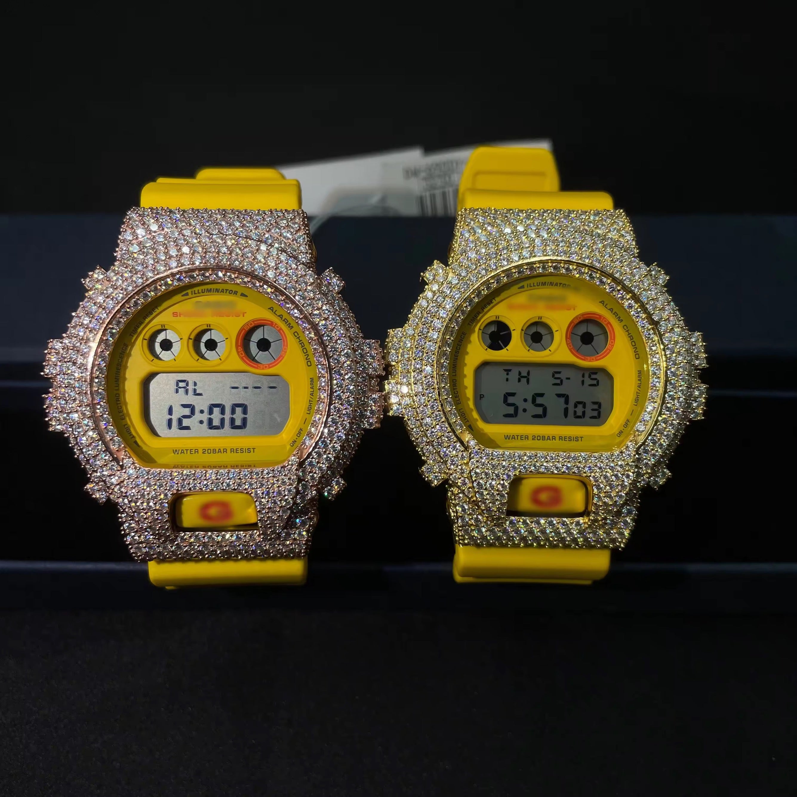 G Shock Iced Out DW6900 Moissanite Watch Case 14K Gold