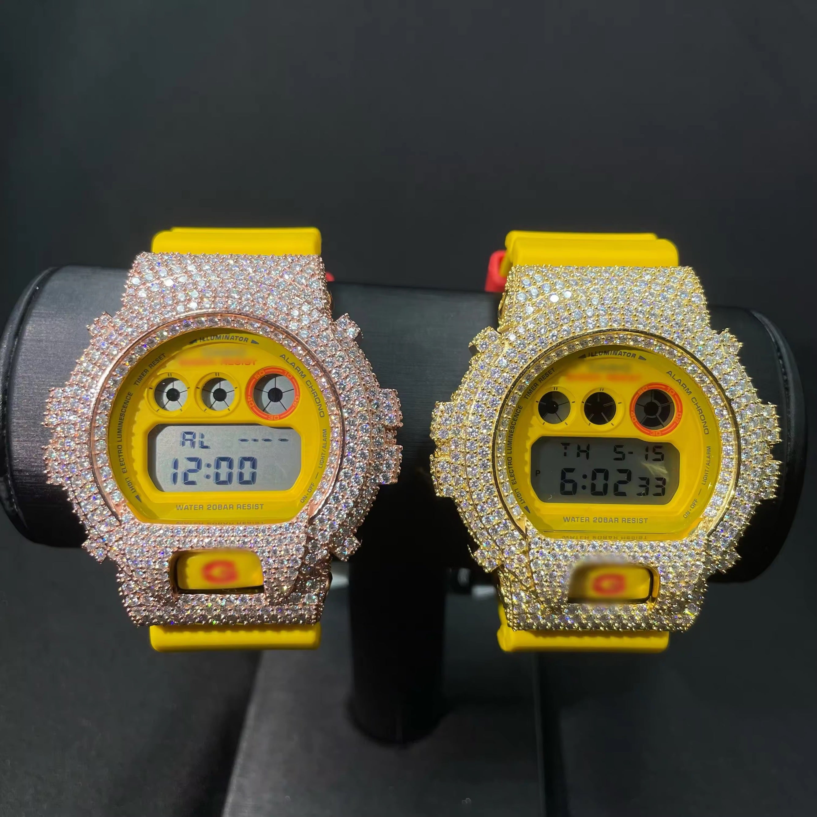 G Shock Iced Out DW6900 Moissanite Watch Case 14K Gold