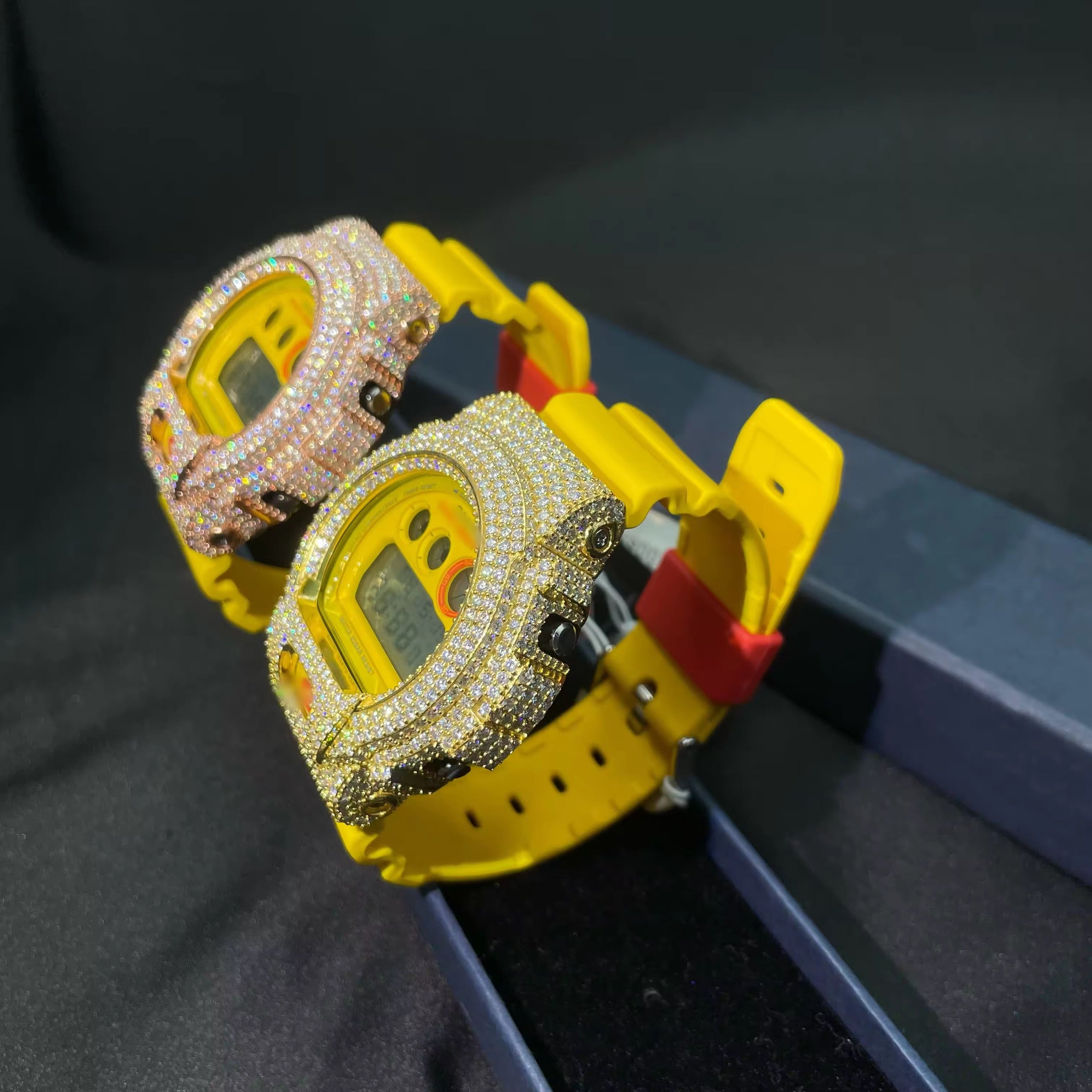 G Shock Iced Out DW6900 Moissanite Watch Case 14K Gold