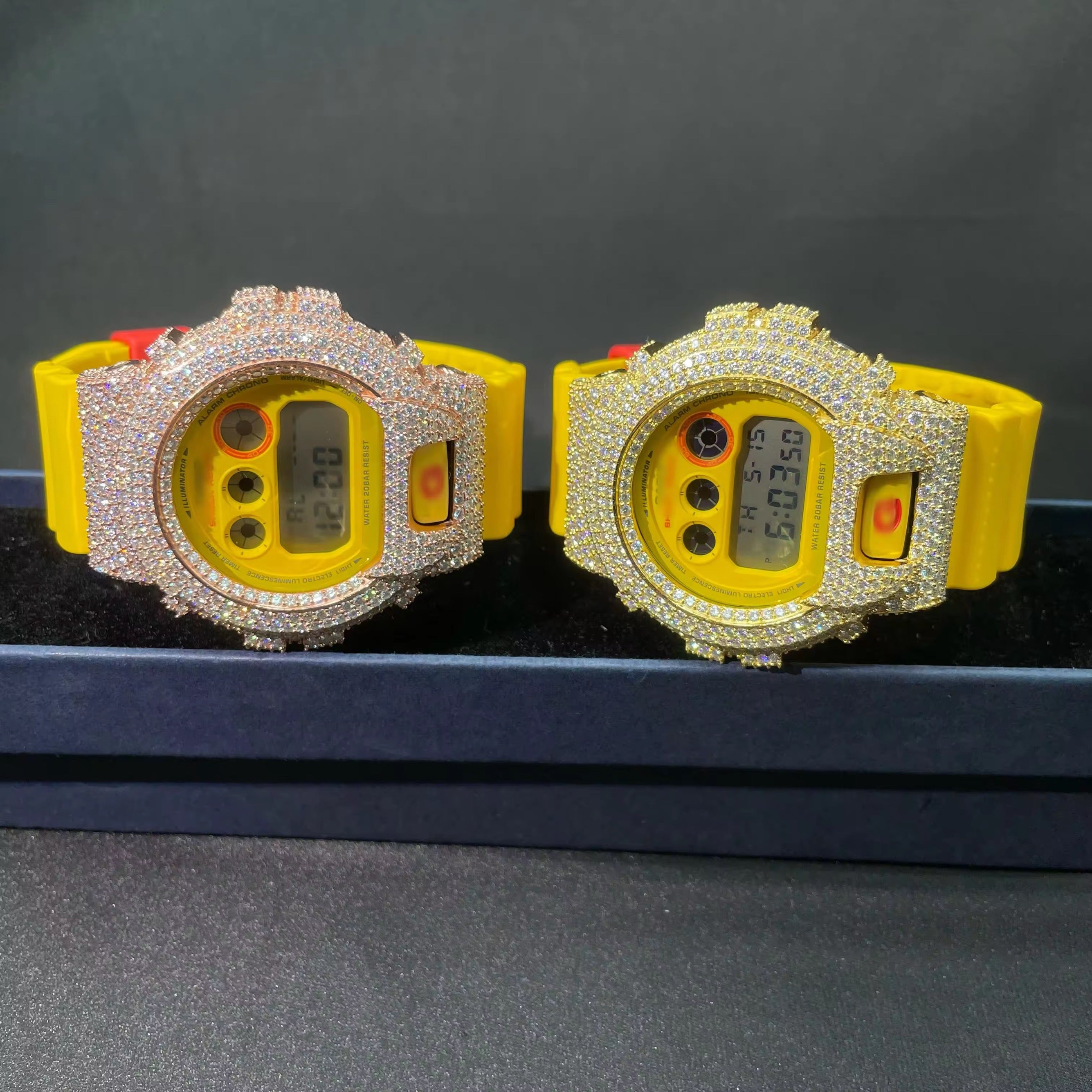 G Shock Iced Out DW6900 Moissanite Watch Case 14K Gold
