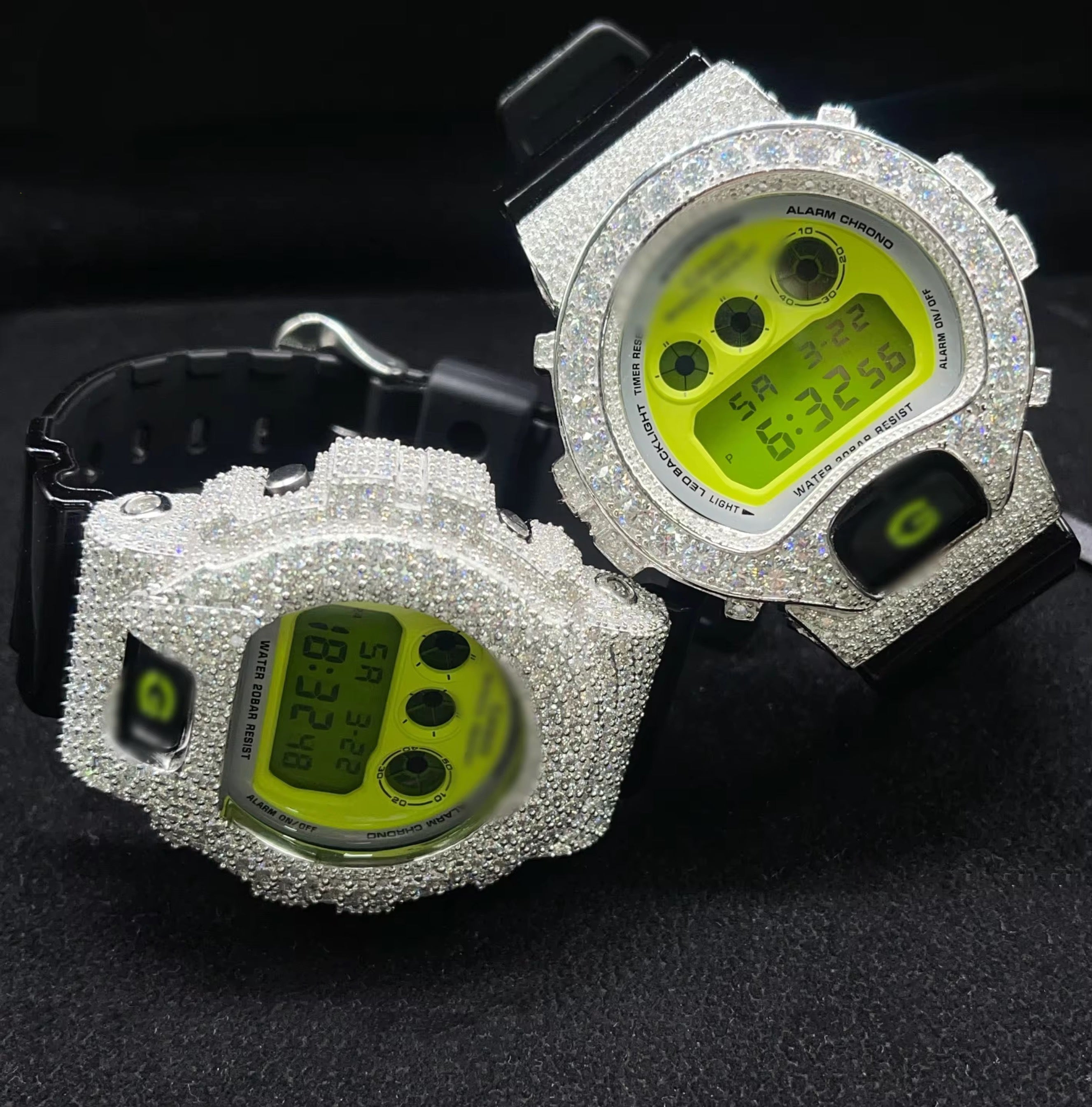 G Shock Iced Out DW6900 Moissanite Watches Case 10K Gold