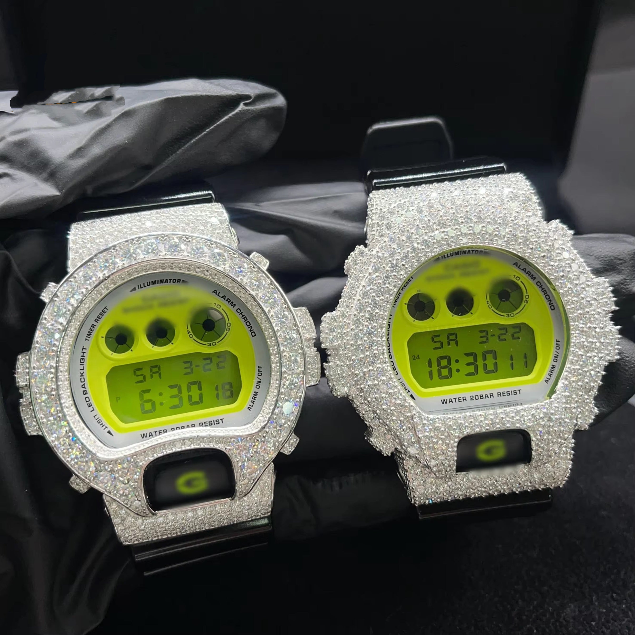 G Shock Iced Out DW6900 Moissanite Watches Case 10K Gold