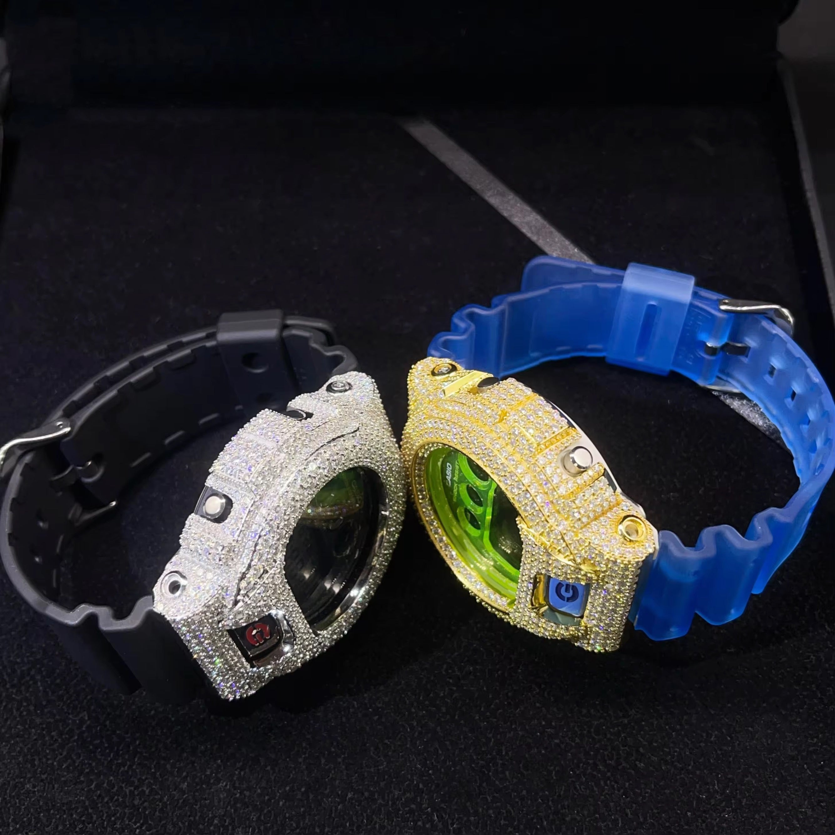G Shock Iced Out DW6900 Moissanite Watches Case 14K Gold