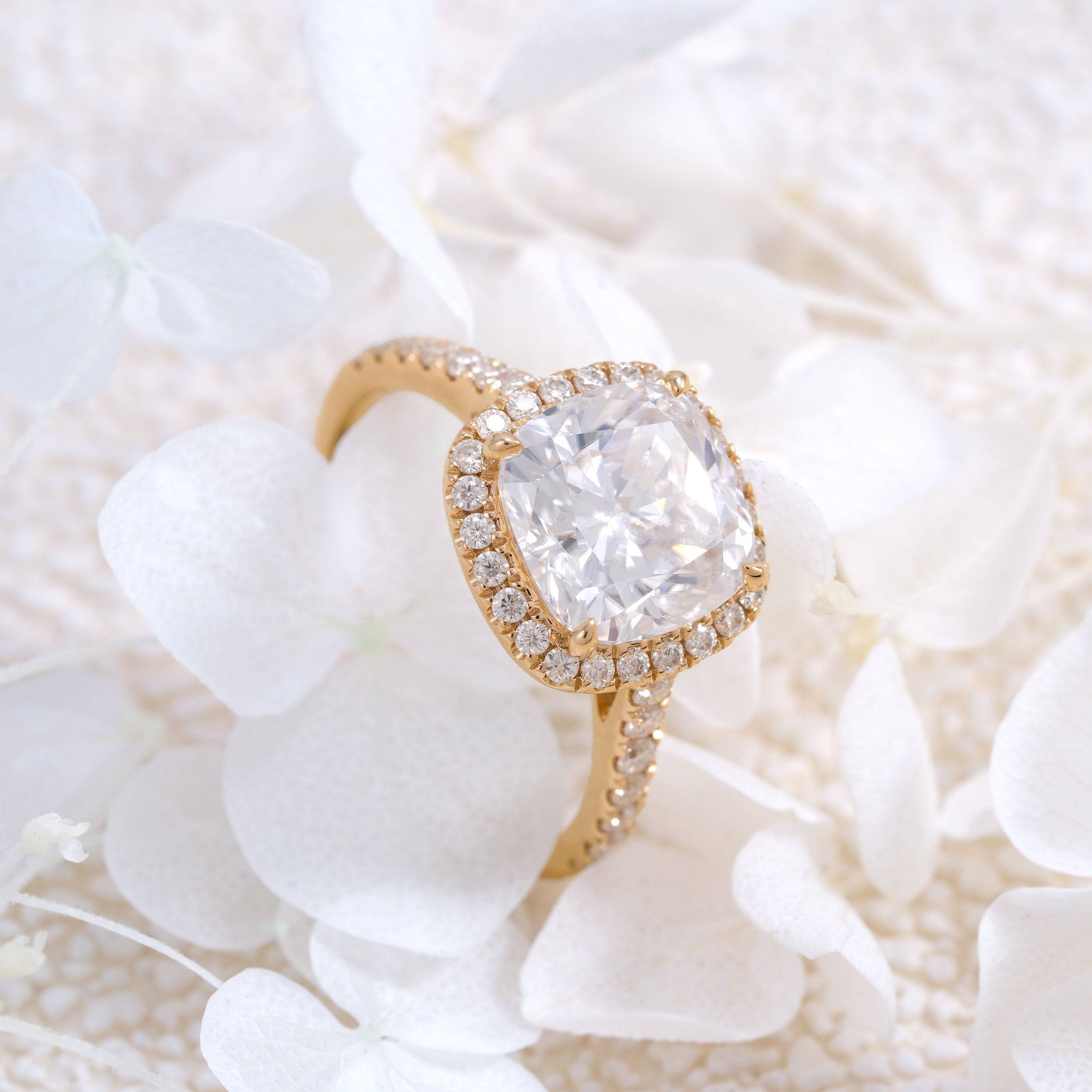 3CT Real Gold 10K 14K 18K Cushion Cut VVS D Color VVS Moissanite Engagement Ring For Women