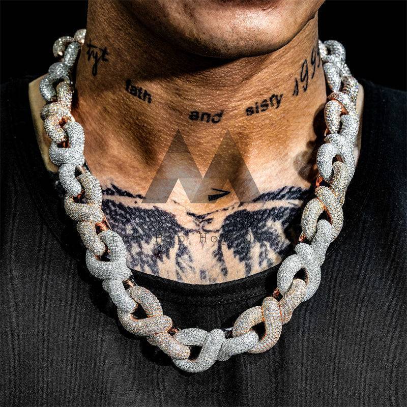 Iced Moissanite Diamond Hip Hop Chain Rose White Gold