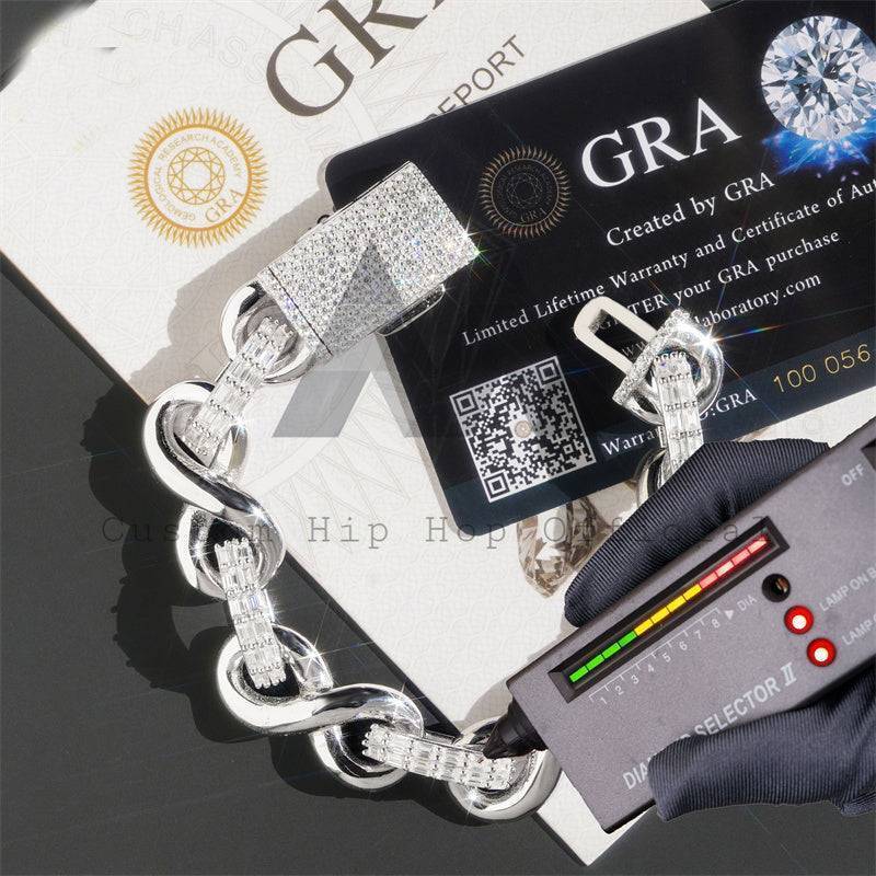 Hip Hop 13MM Moissanite Bracelet in 925 Silver Infinity Style1