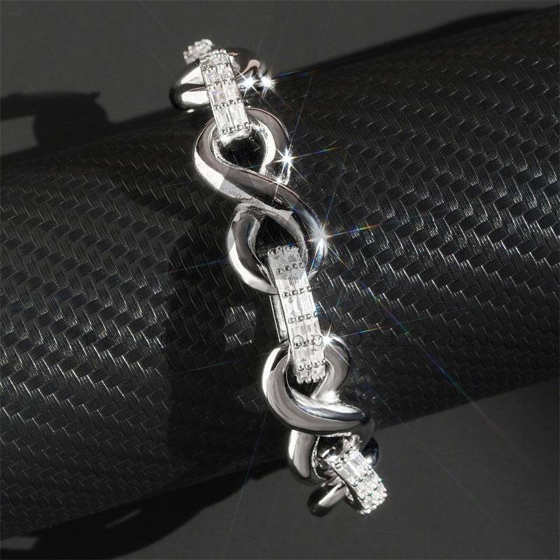 Hip Hop 13MM Moissanite Bracelet in 925 Silver Infinity Style2