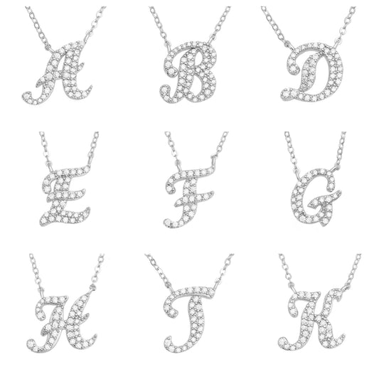 Stylish Cute Design 925 Sterling Silver Women Moissanite Letter Necklace Pass Diamond Tester