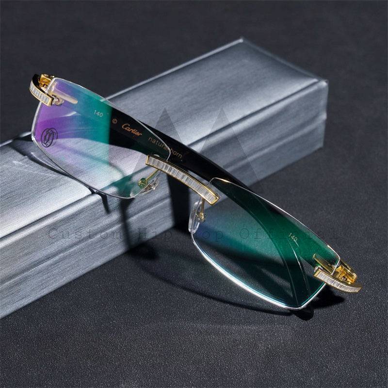 Moissanite Baguette Diamond Glasses 14K Gold