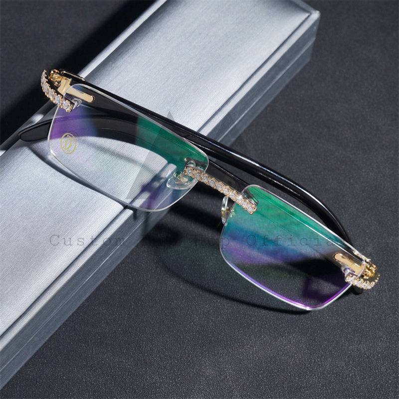 Moissanite Diamond Classic Sunglasses 10K Gold