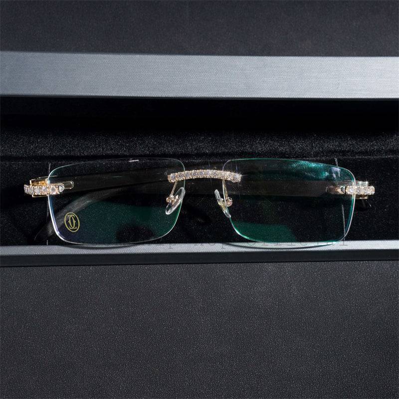 Moissanite Diamond Classic Sunglasses 10K Gold