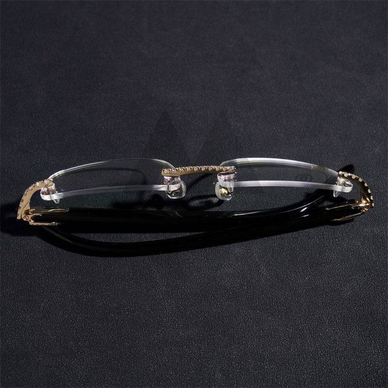 Moissanite Diamond Classic Sunglasses 10K Gold