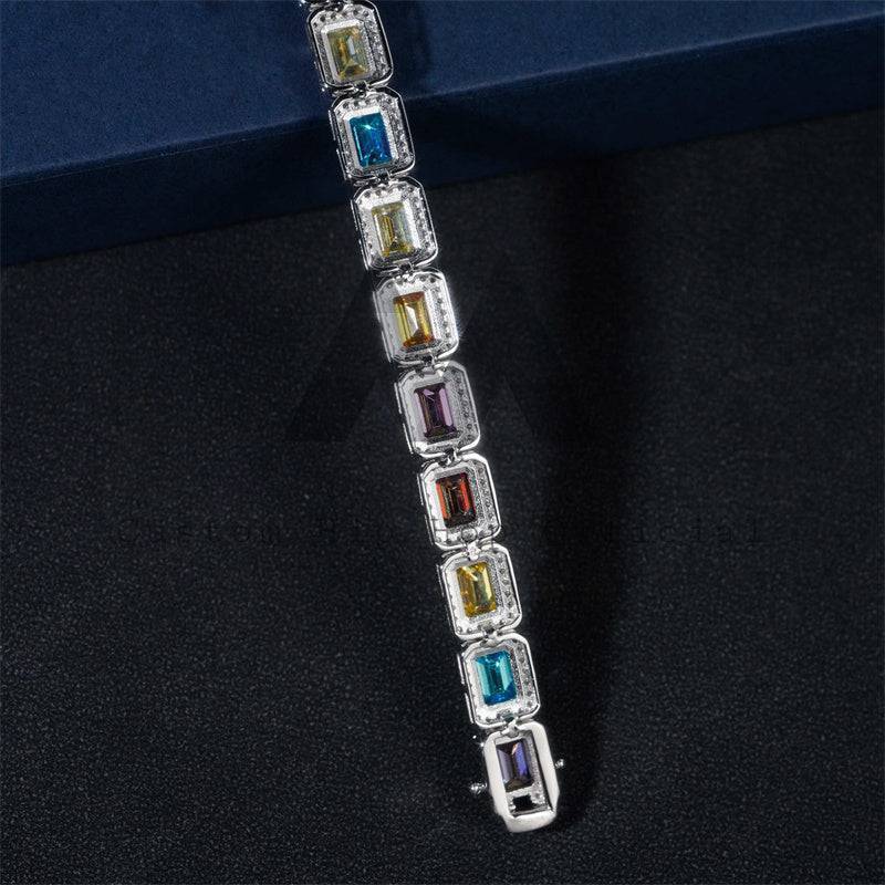 Fashion design hip hop jewelry with GRA certificated pass diamond tester colored moissanite tennis bracelet halo style in 925 silver0