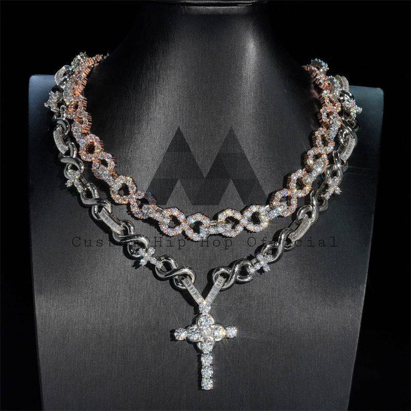 13MM Iced Out Moissanite Infinity Link Chain 14K Gold