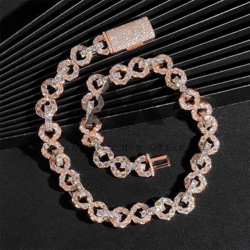 13MM Iced Out Moissanite Infinity Link Chain 14K Gold