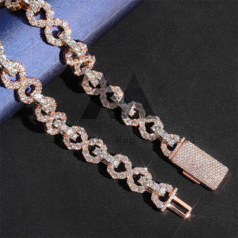 13MM Iced Out Moissanite Infinity Link Chain 14K Gold