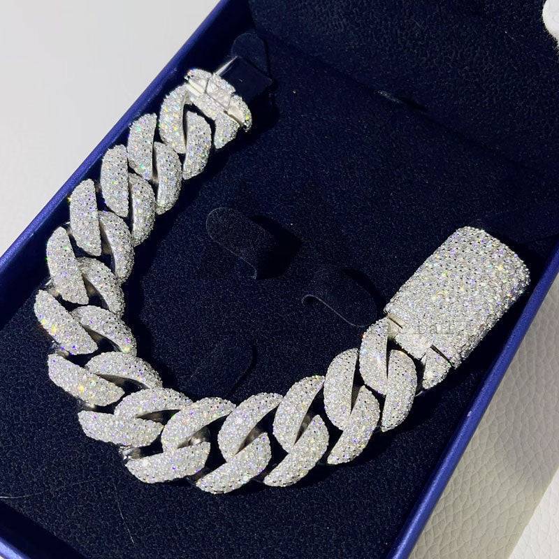 New arrival hip hop jewelry featuring iced out fancy design with fully buss down 20MM Moissanite Cuban bracelet for rappers4