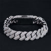 15MM Three Rows Iced Out Solid Silver Miami Cuban Link Bracelet For Men