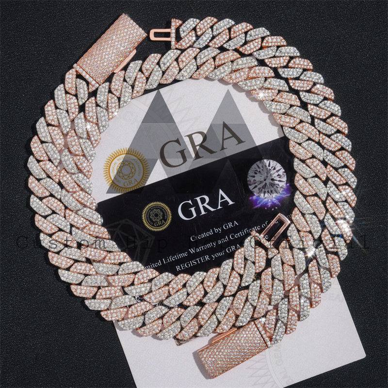 15mm Moissanite Two-Tone Miami Cuban Link Chain 10K Gold