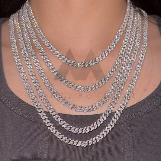 Sterling Silver 925 Moissanite Cuban Chain 6MM Fully Iced Solid Chain